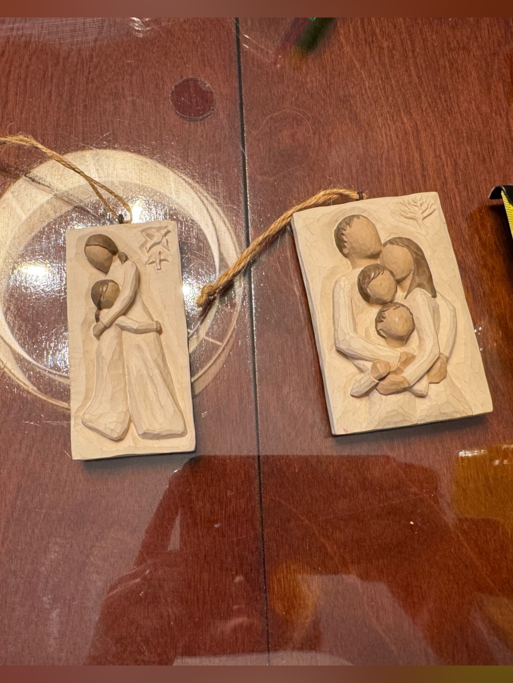 Willow Tree hanging plaque set - cream mother daughter and family of 4